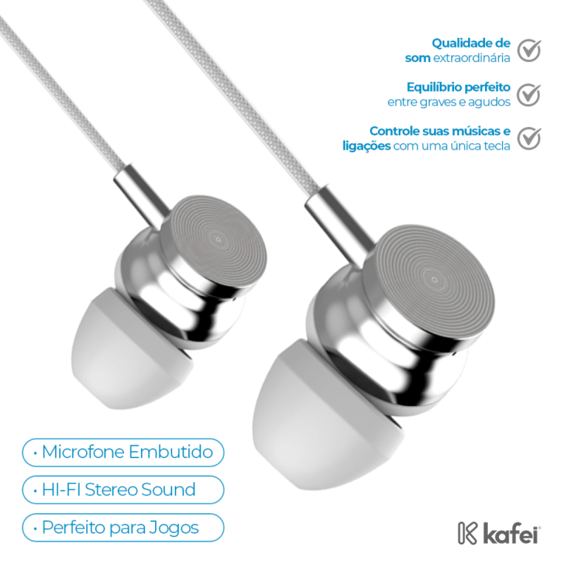 FONE DE OUVIDO COM MICROFONE - BRANCO