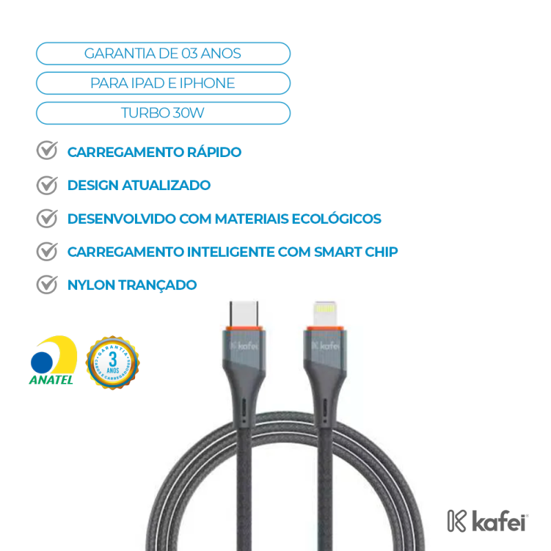 CABO LIGHTNING + TIPO-C NYLON 1M