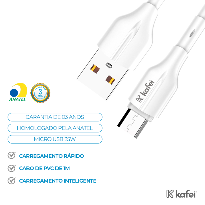 CABO MICRO USB  TURBO 25W PVC 1M
