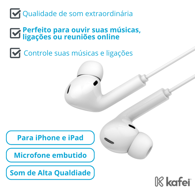 FONE DE OUVIDO LIGHTNING COM MICROFONE