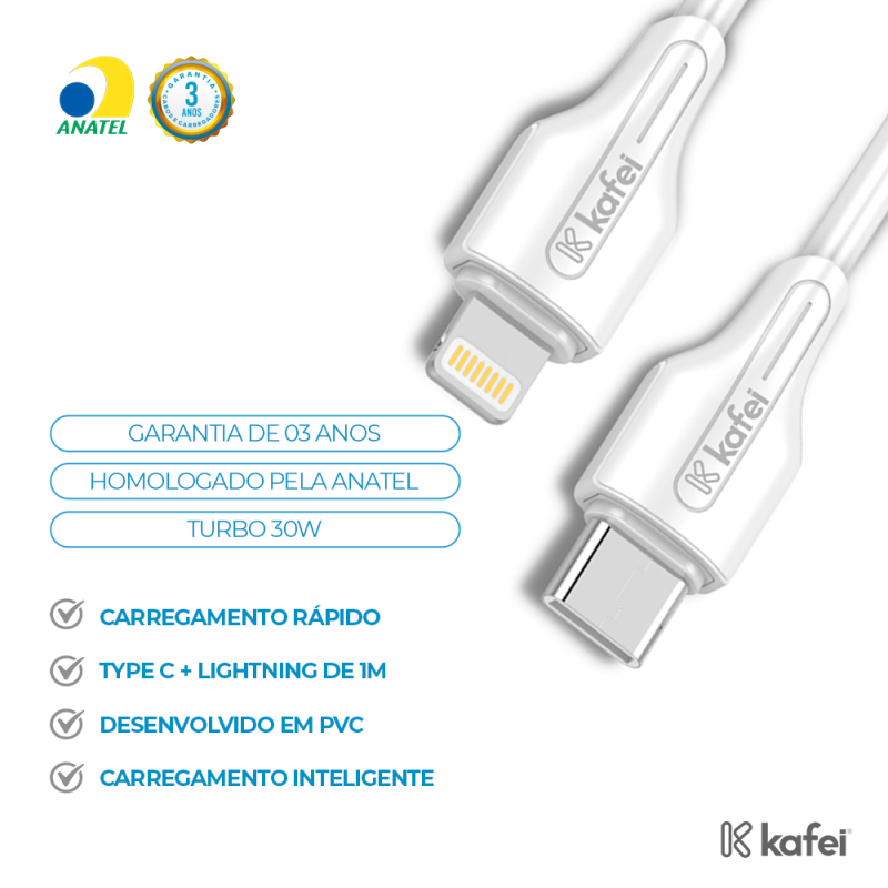 CABO LIGHTNING + TIPO-C PVC 1M